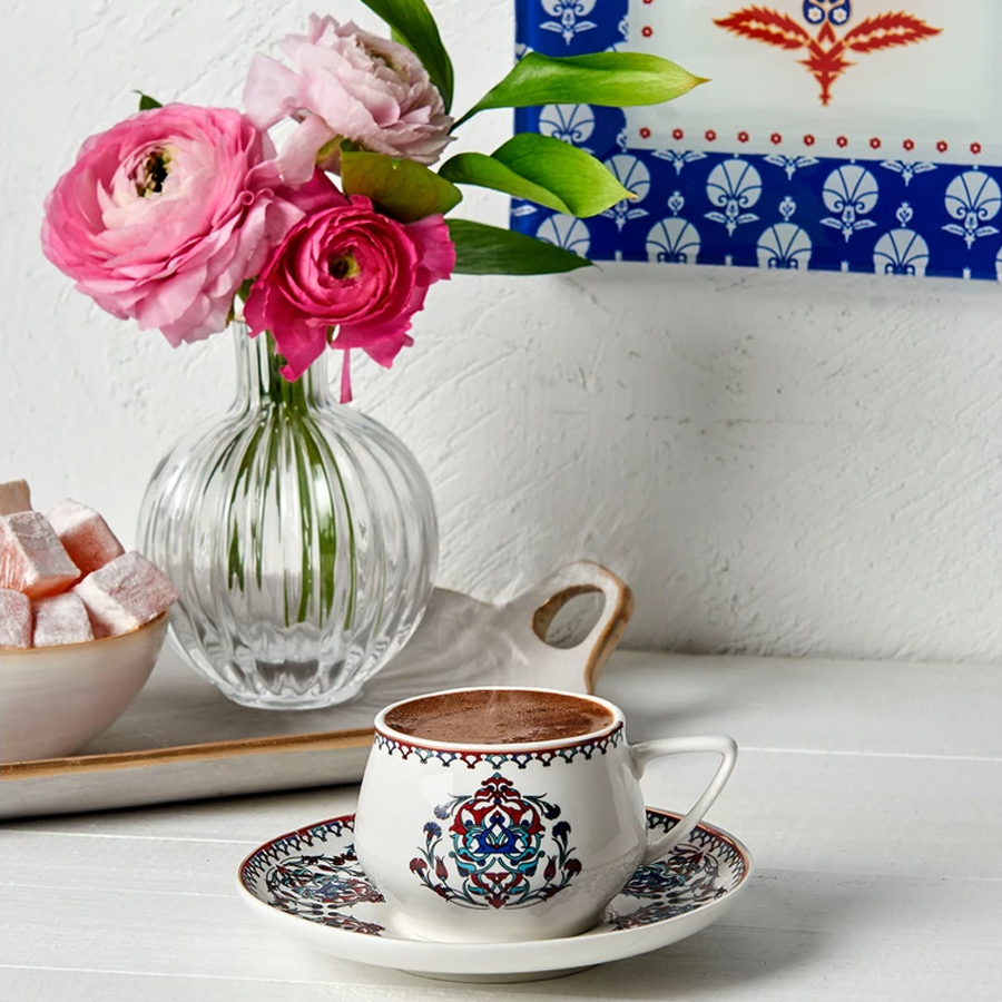 منتج تركي: نقّاش طقم فناجين قهوة تركية من كاراجا